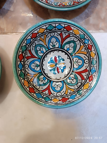 Set of 6 Moroccan Ceramic Bowls – Hand-Painted Berber Design, 20 cm (7.9")
