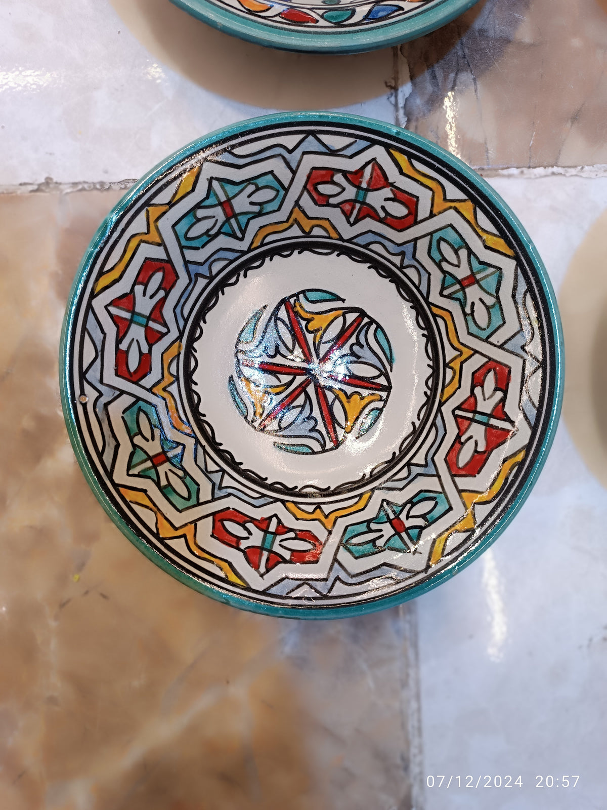 Set of 6 Moroccan Ceramic Bowls – Hand-Painted Berber Design, 20 cm (7.9")