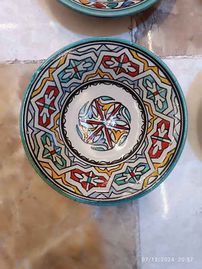 Set of 6 Moroccan Ceramic Bowls – Hand-Painted Berber Design, 20 cm (7.9")