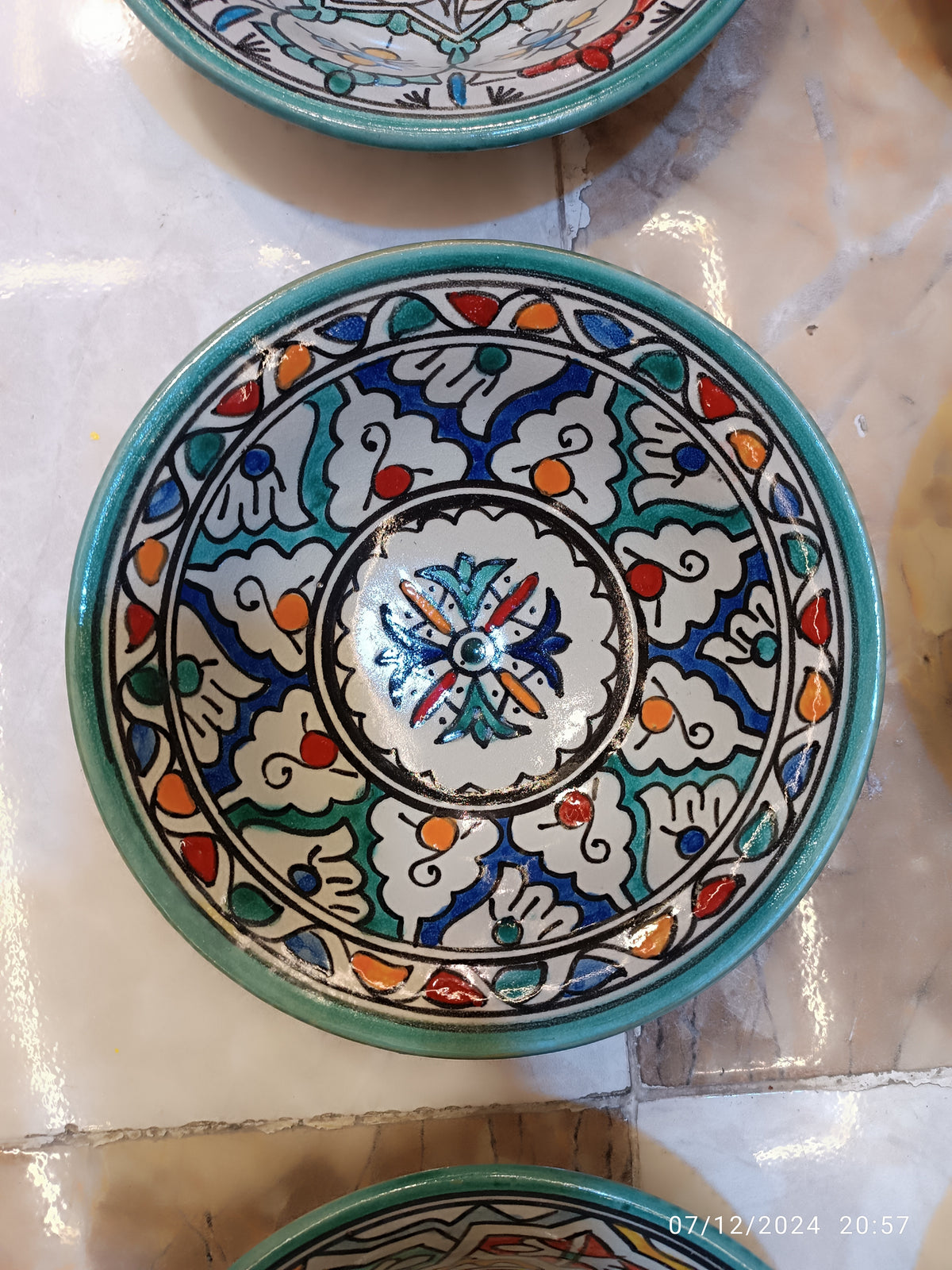Set of 6 Moroccan Ceramic Bowls – Hand-Painted Berber Design, 20 cm (7.9")