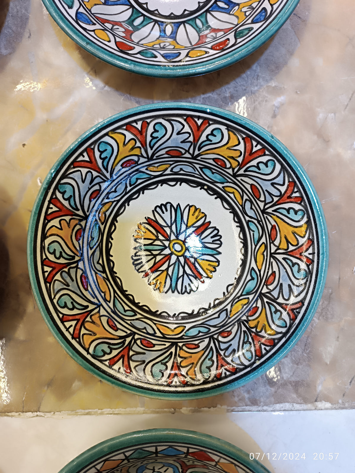 Set of 6 Moroccan Ceramic Bowls – Hand-Painted Berber Design, 20 cm (7.9")