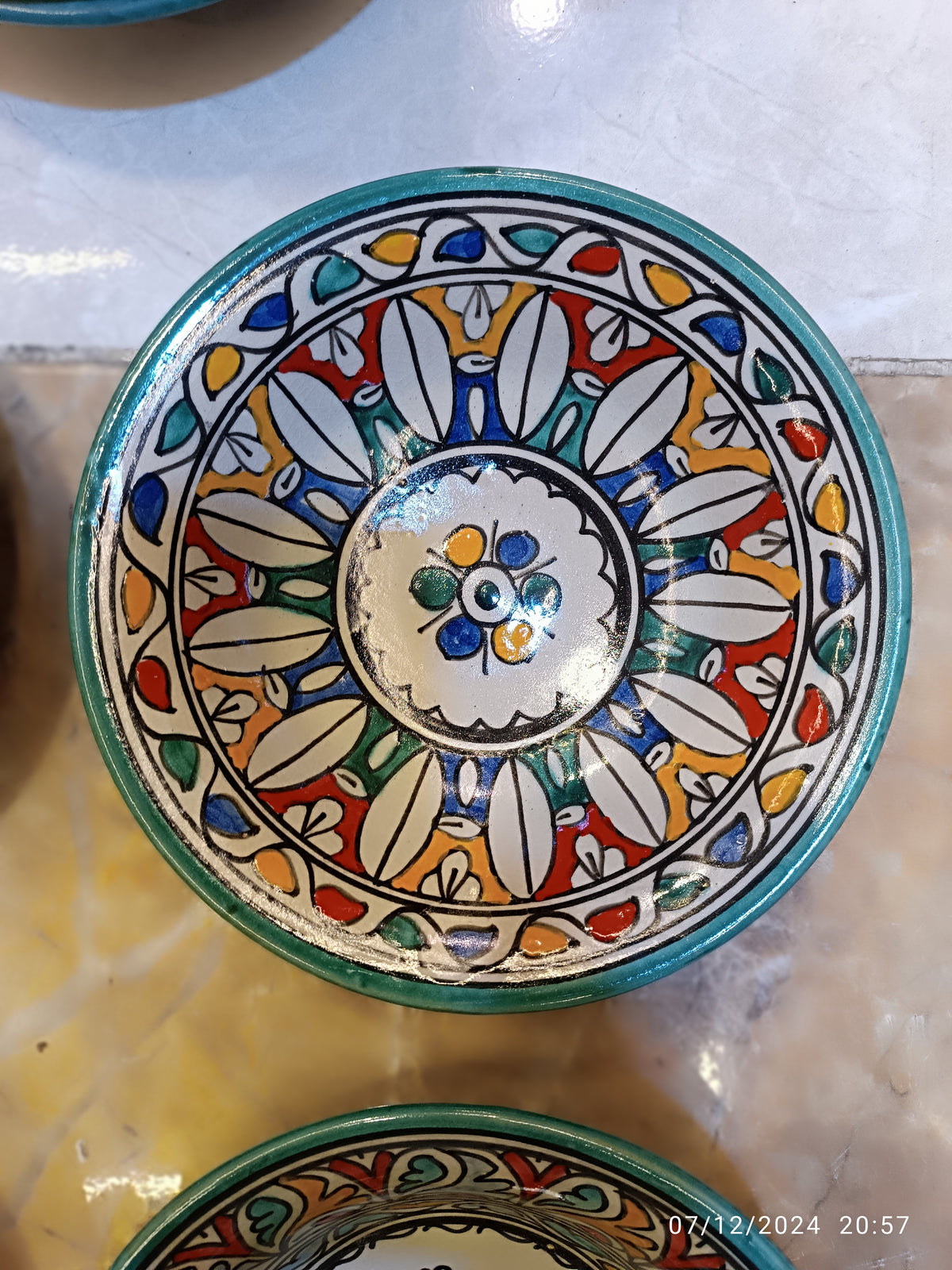 Set of 6 Moroccan Ceramic Bowls – Hand-Painted Berber Design, 20 cm (7.9")