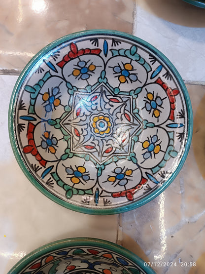 Set of 6 Moroccan Ceramic Bowls – Hand-Painted Berber Design, 20 cm (7.9")