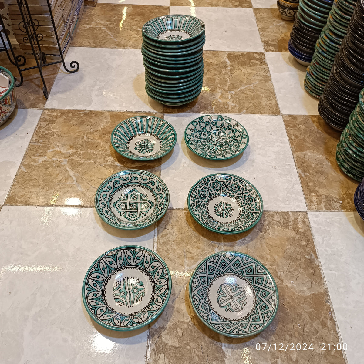 Set of 6 Moroccan Ceramic Bowls – Hand-Painted Berber Design, 20 cm (7.9")