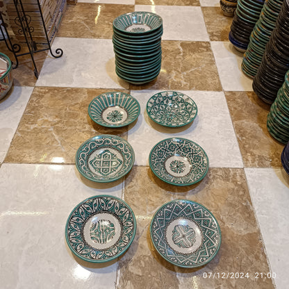 Set of 6 Moroccan Ceramic Bowls – Hand-Painted Berber Design, 20 cm (7.9")