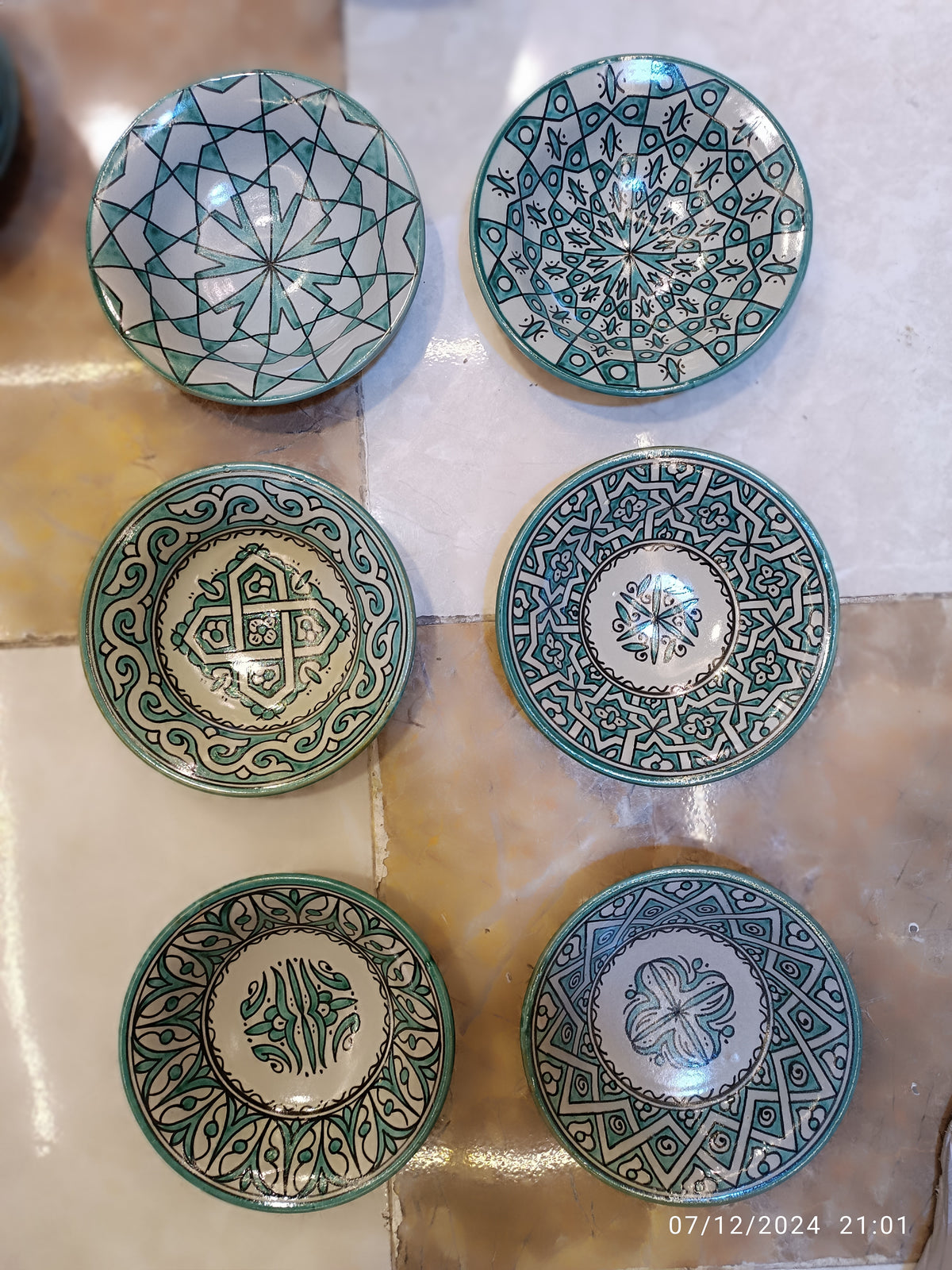Set of 6 Moroccan Ceramic Bowls – Hand-Painted Berber Design, 20 cm (7.9")