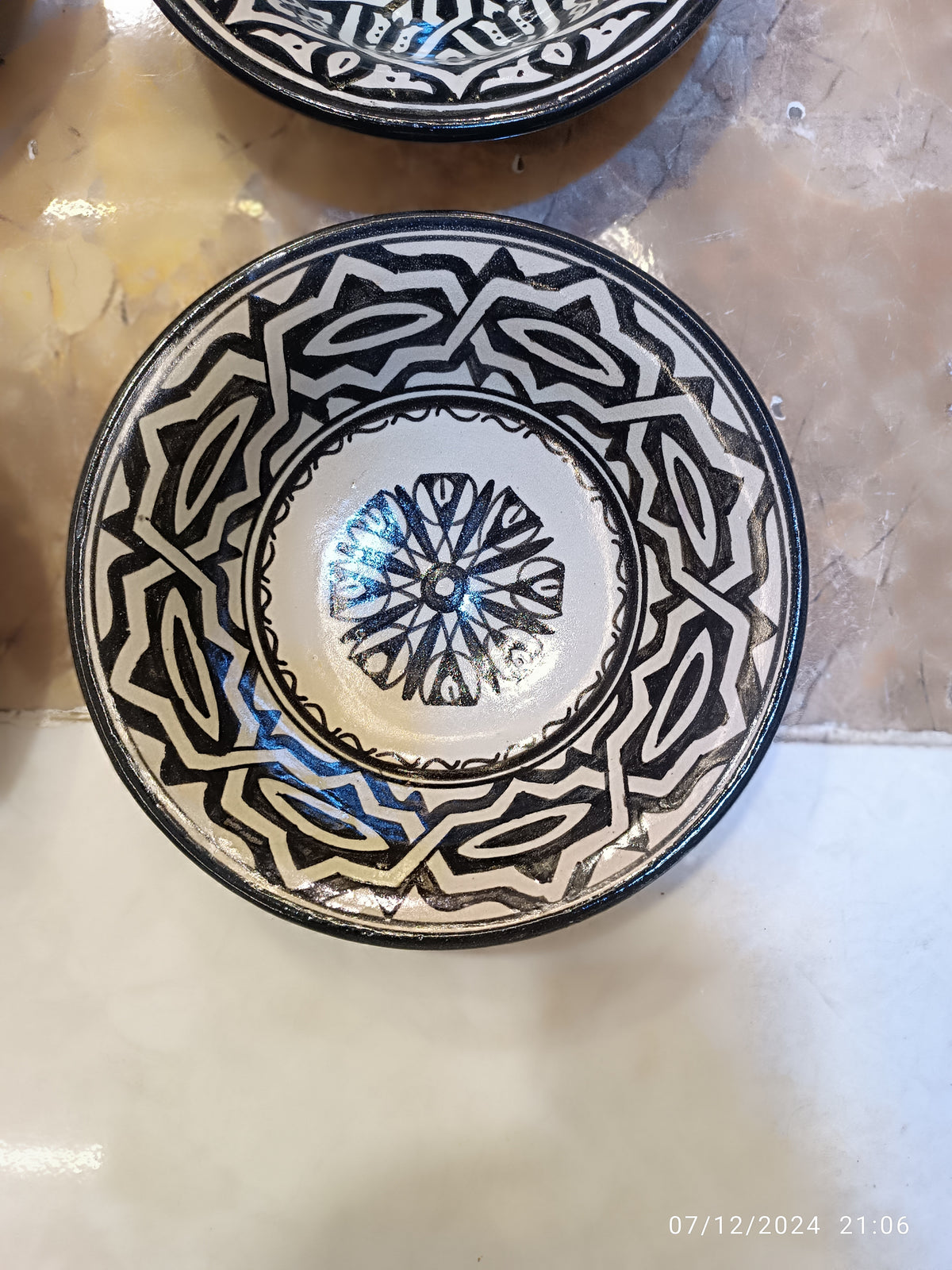 Set of 6 Moroccan Ceramic Bowls – Hand-Painted Berber Design, 20 cm (7.9")