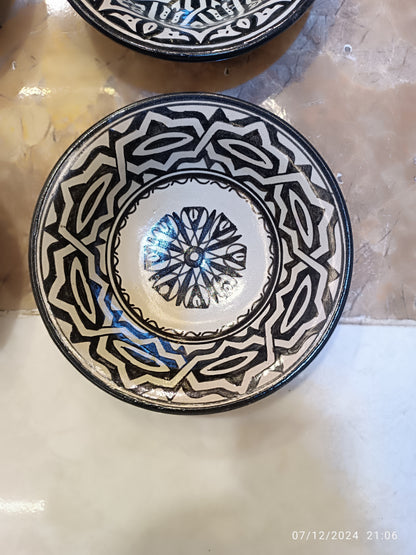 Set of 6 Moroccan Ceramic Bowls – Hand-Painted Berber Design, 20 cm (7.9")