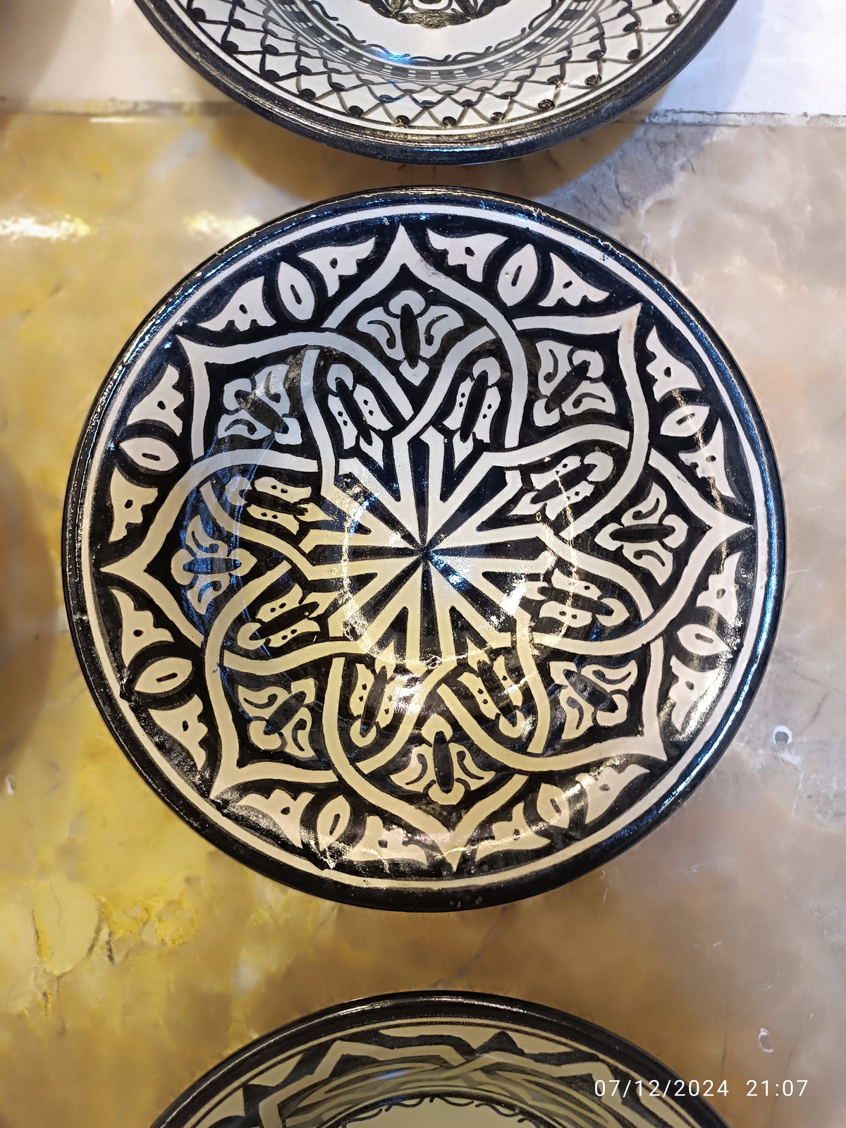 Set of 6 Moroccan Ceramic Bowls – Hand-Painted Berber Design, 20 cm (7.9")