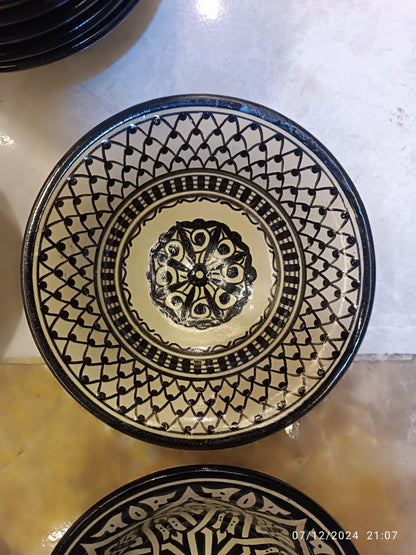 Set of 6 Moroccan Ceramic Bowls – Hand-Painted Berber Design, 20 cm (7.9")