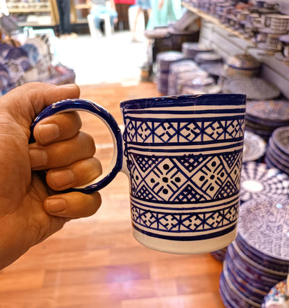 Moroccan fez pottery mug handmade and hand painted