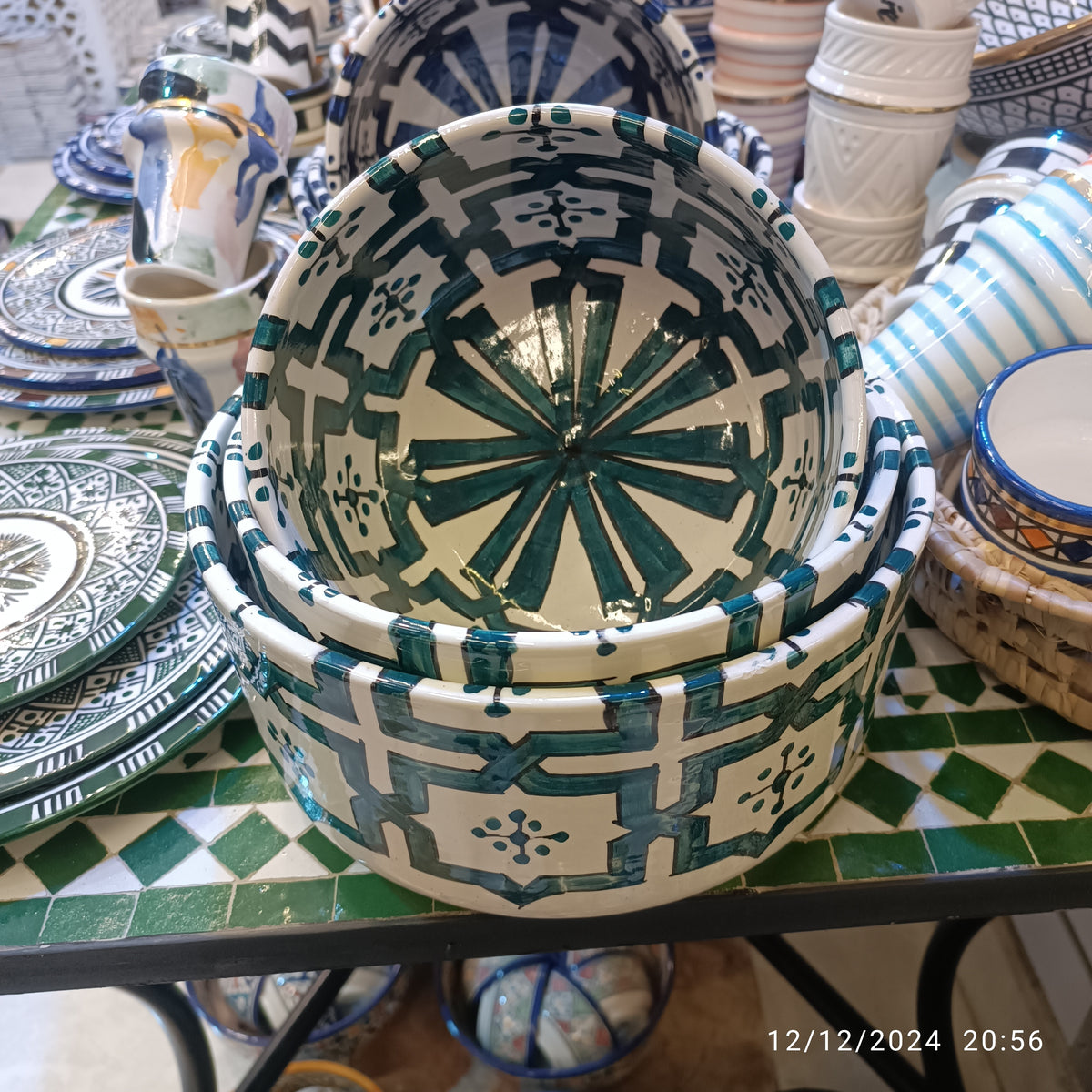 Handmade Moroccan Ceramic 4 Bowl Set – Hand-Painted Geometric Design | Fez Pottery