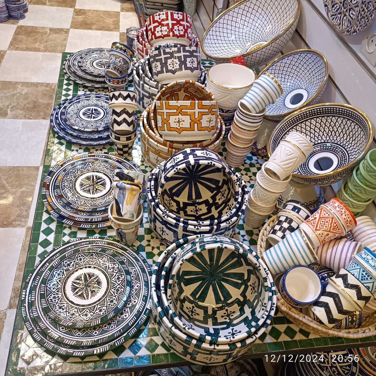 Handmade Moroccan Ceramic 4 Bowl Set – Hand-Painted Geometric Design | Fez Pottery