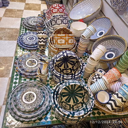Handmade Moroccan Ceramic 4 Bowl Set – Hand-Painted Geometric Design | Fez Pottery