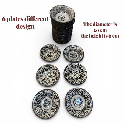 Set of 6 Moroccan Ceramic Bowls – Hand-Painted Berber Design, 20 cm (7.9")