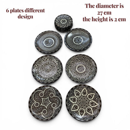 Set of 6 Moroccan Ceramic Bowls – Hand-Painted Berber Design, 20 cm (7.9")