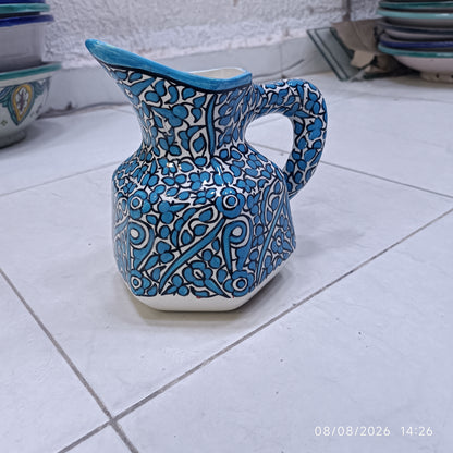 Handmade Fes Ceramic Carafe – 1 Liter Moroccan Pottery Pitcher