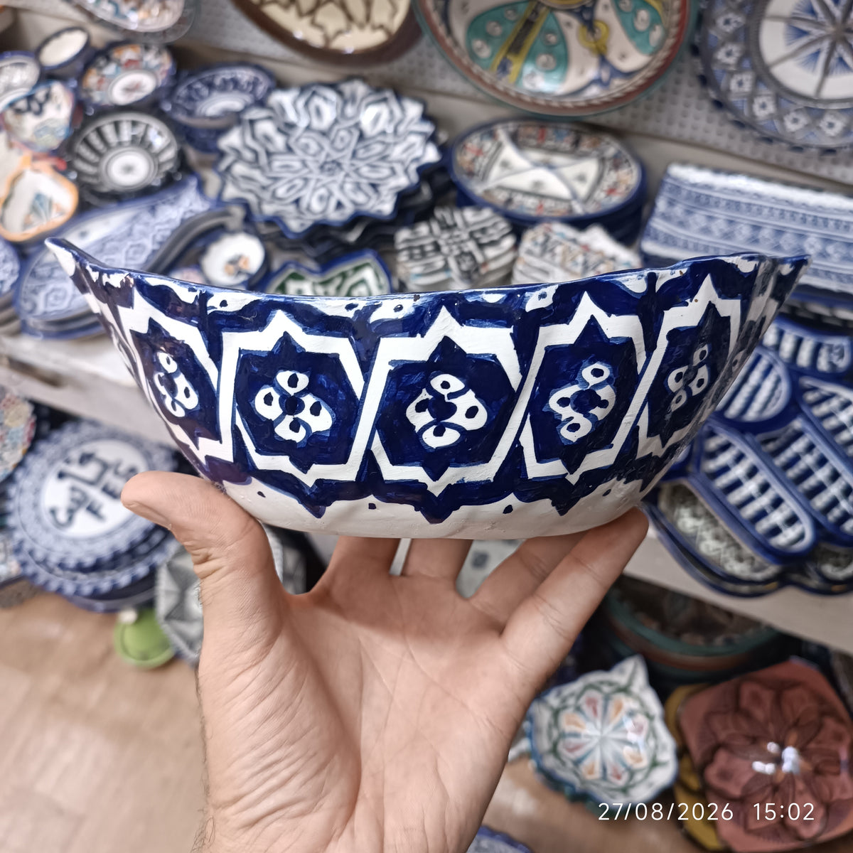 Hand-Painted Moroccan Ceramic Floral Serving Bowl – Blue & White Decorative Dish (Copie)