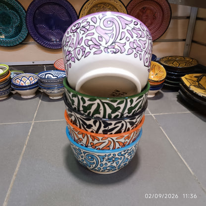 Handmade Moroccan Fez Pottery Bowls – Hand Painted Ceramic Serving Bowls