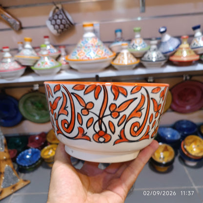 Handmade Moroccan Fez Pottery Bowls – Hand Painted Ceramic Serving Bowls