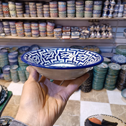 Set of 6 Moroccan Ceramic Bowls – Hand-Painted Berber Design, 20 cm (7.9")