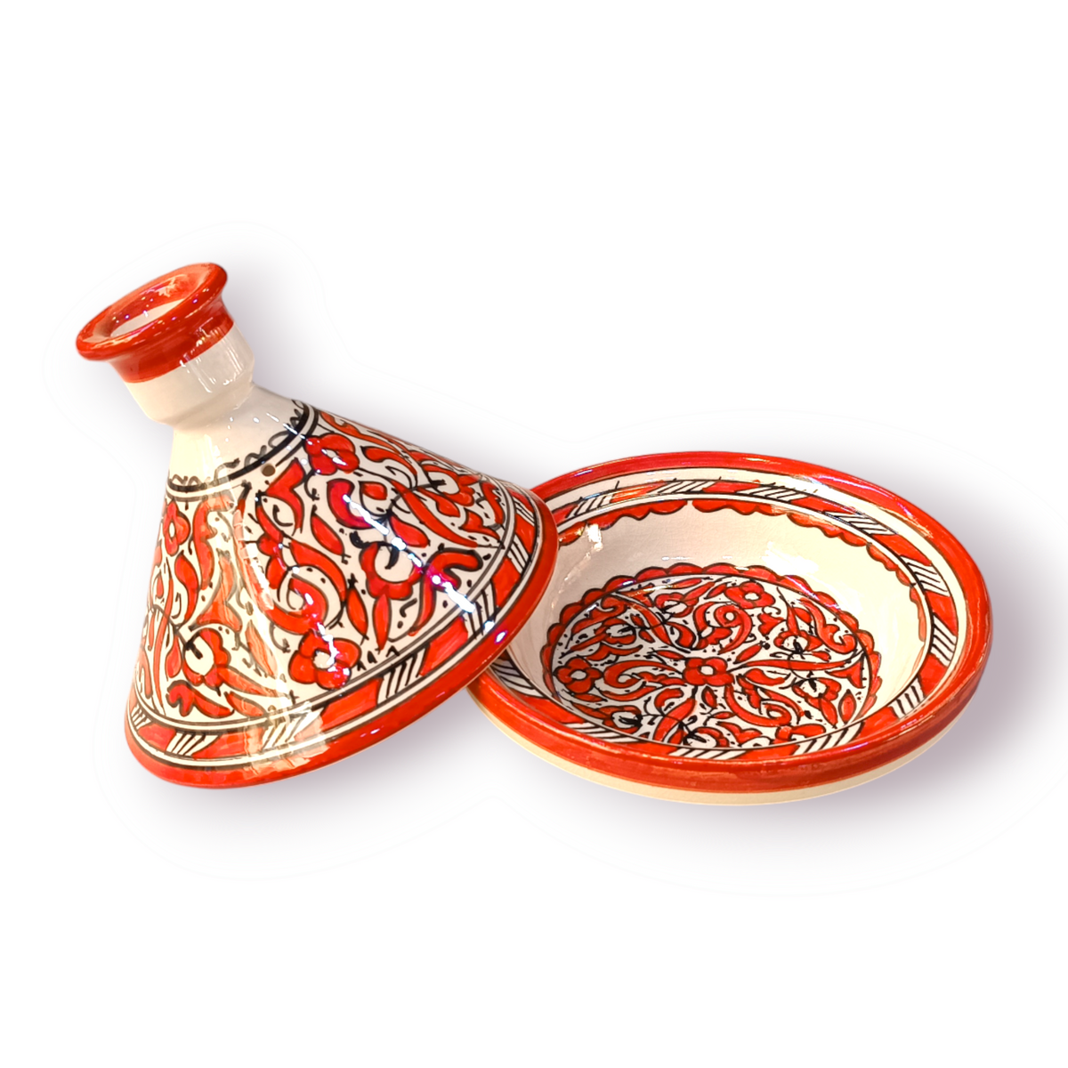 Authentic Ceramic Cooking Tagine Handmade Moroccan Tagine Pot with Hand-Painted Floral Design