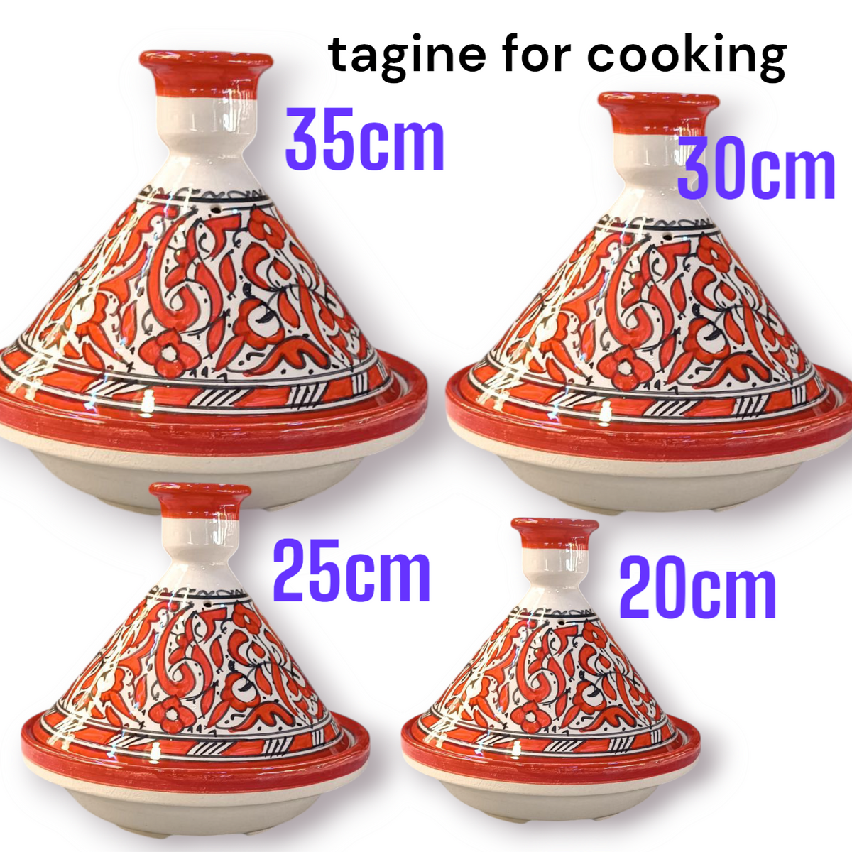 Authentic Ceramic Cooking Tagine Handmade Moroccan Tagine Pot with Hand-Painted Floral Design