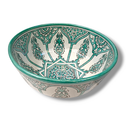 Handmade Moroccan Ceramic Serving Bowl – Hand Painted Pottery from Fez, Morocco | Dishwasher & Microwave Safe
