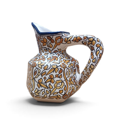 Handmade Fes Ceramic Carafe – 1 Liter Moroccan Pottery Pitcher