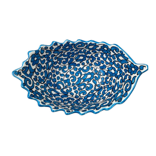 Hand-Painted Moroccan Ceramic Floral Serving Bowl – Blue & White Decorative Dish