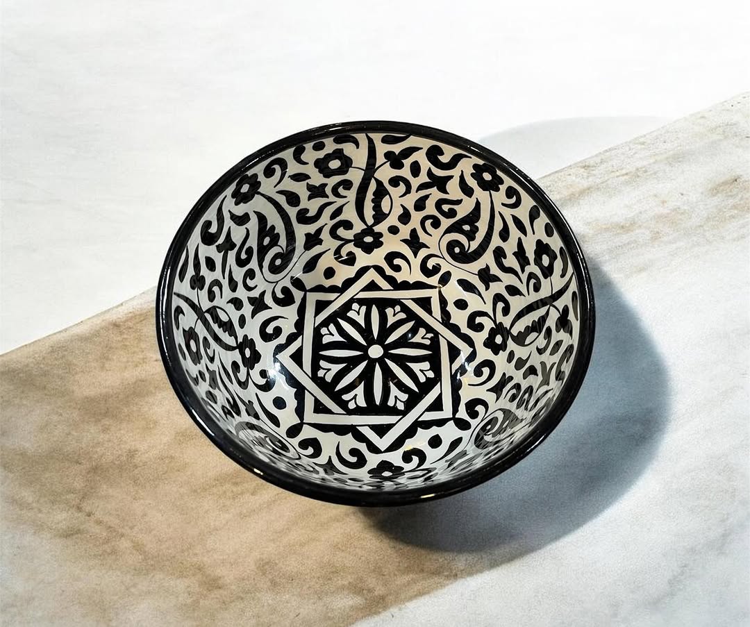 Handmade Moroccan Ceramic Bowl – Traditional Fez Pottery,  Floral Design