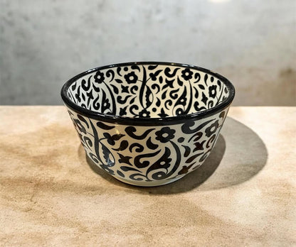 Handmade Moroccan Ceramic Bowl – Traditional Fez Pottery,  Floral Design