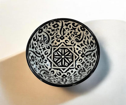 Handmade Moroccan Ceramic Bowl – Traditional Fez Pottery,  Floral Design