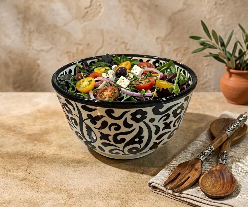Handmade Moroccan Ceramic Bowl – Traditional Fez Pottery,  Floral Design