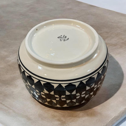 Moroccan Fez Pottery Bowl – Handmade Hand-Painted Ceramic Serving Bowl in Blue & Black