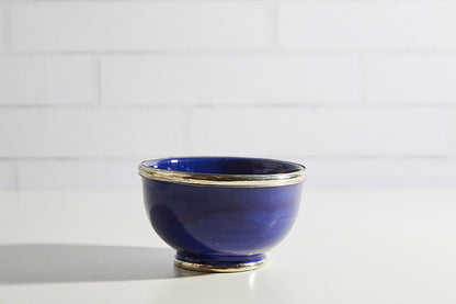 Handmade Moroccan Ceramic Snack Bowls with Silver Rim – Colorful Fez Pottery Serving Bowls
