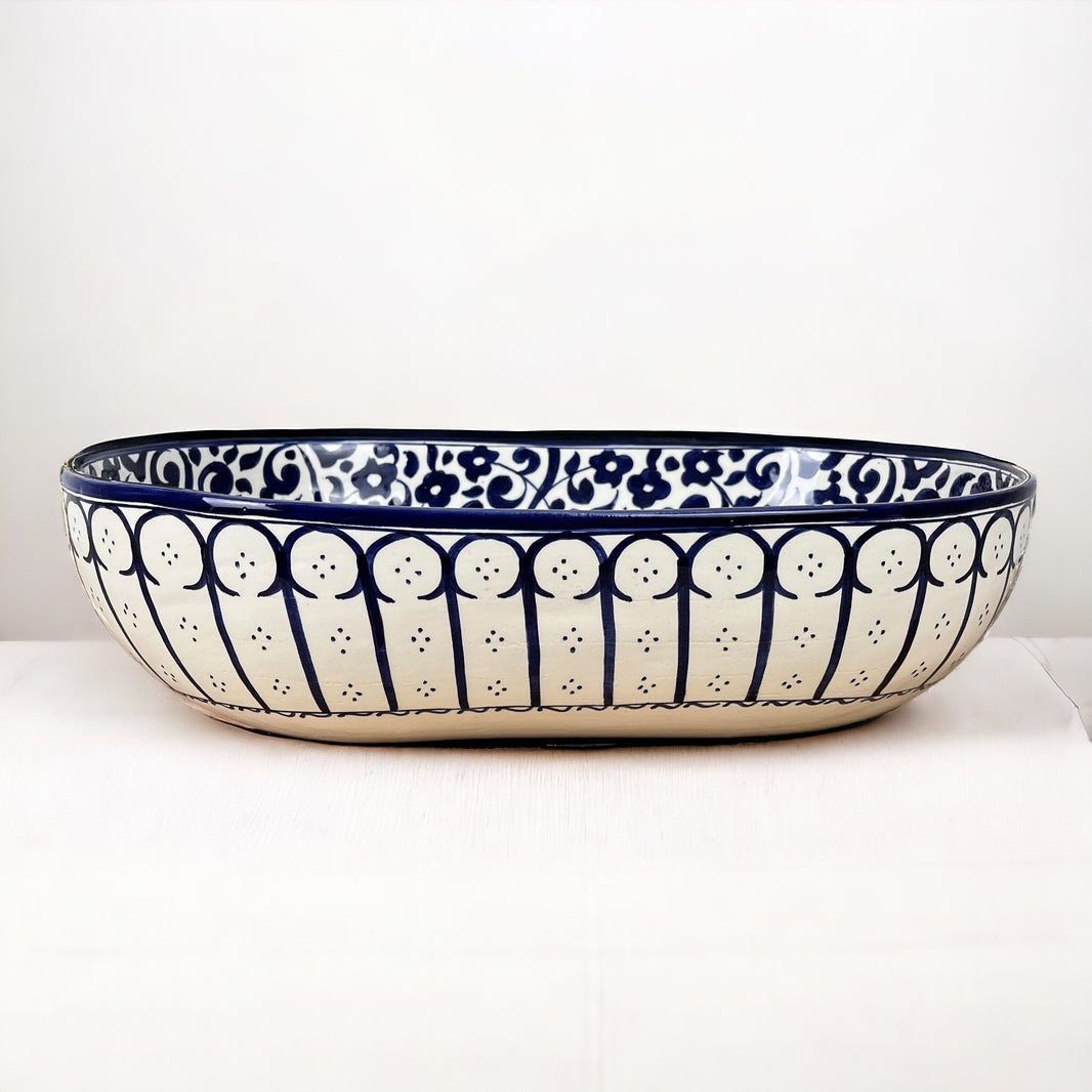 Handmade Moroccan Ceramic Vessel Sink – Blue & White Bathroom Sink