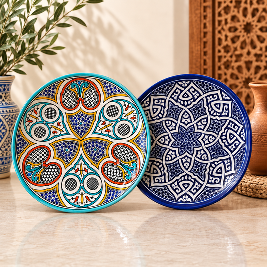Handmade Moroccan Ceramic Plate – Hand-Painted Fez Pottery Serving