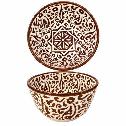 Handmade Moroccan Ceramic Bowl – Traditional Fez Pottery,  Floral Design