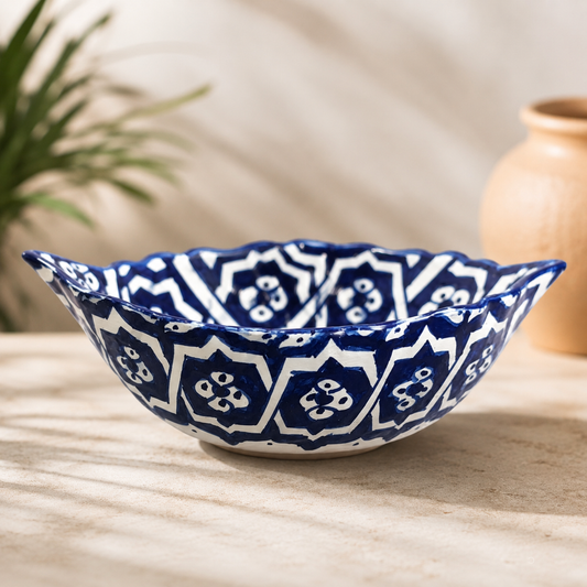 Hand-Painted Moroccan Ceramic Floral Serving Bowl – Blue & White Decorative Dish (Copie)