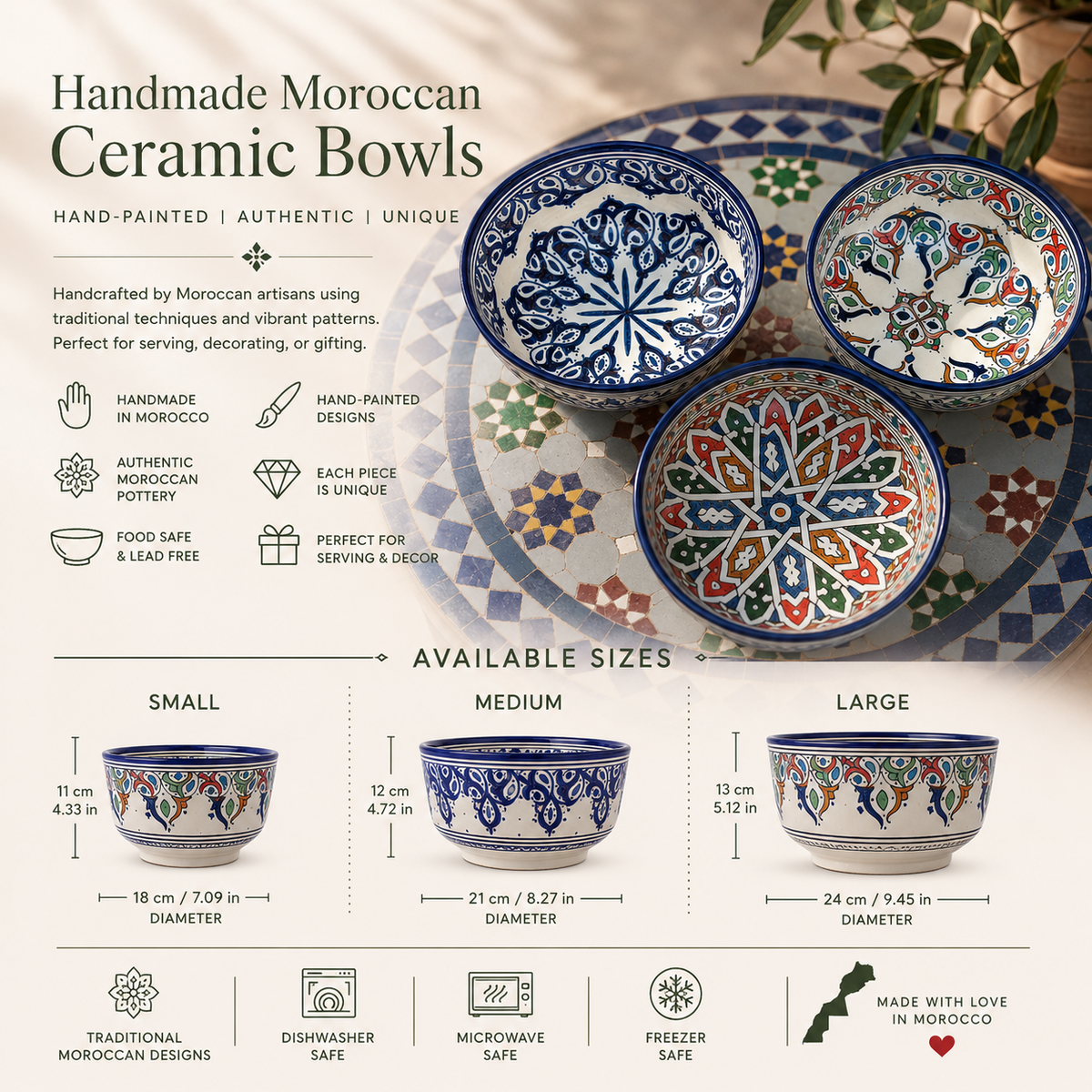 Handmade Moroccan Ceramic Bowls – Hand-Painted Moroccan Pottery