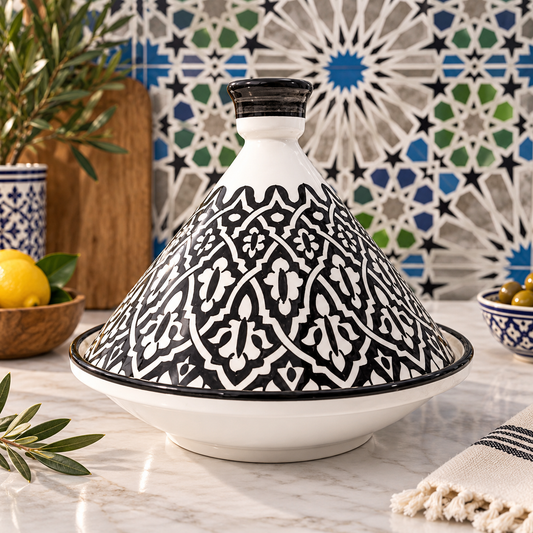 Handmade Moroccan  Ceramic Serving Tagine – Decorative Food Presentation Dish