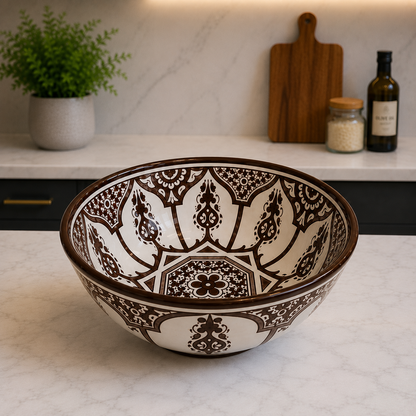 Handmade Moroccan Ceramic Serving Bowl – Hand Painted Pottery from Fez, Morocco | Dishwasher & Microwave Safe