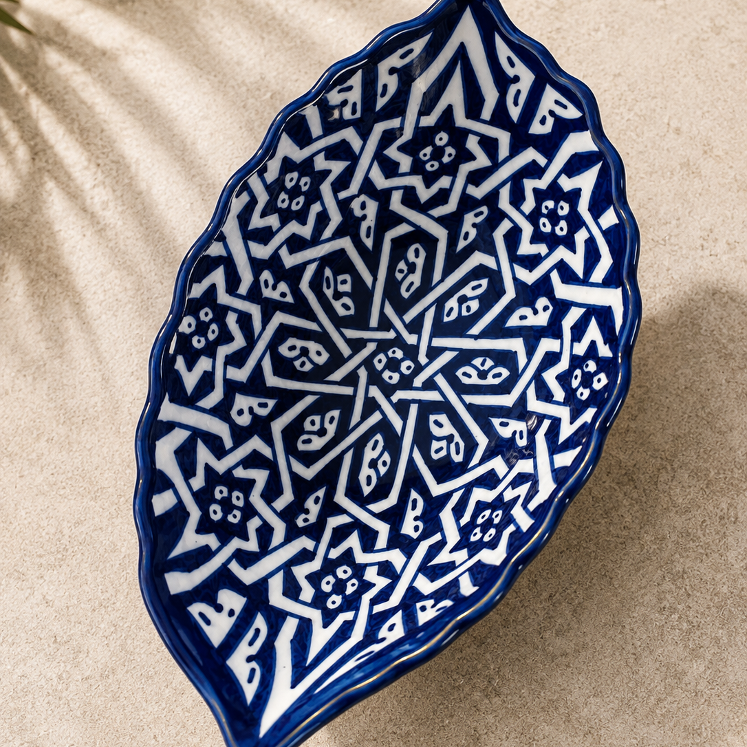 Hand-Painted Moroccan Ceramic Floral Serving Bowl – Blue & White Decorative Dish (Copie)