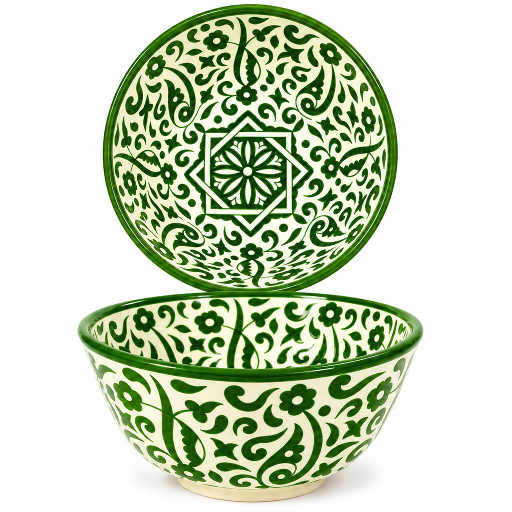 Handmade Moroccan Ceramic Bowl – Traditional Fez Pottery,  Floral Design
