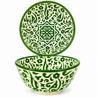 Handmade Moroccan Ceramic Bowl – Traditional Fez Pottery,  Floral Design