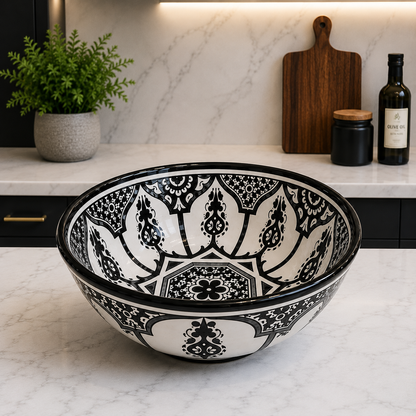 Handmade Moroccan Ceramic Serving Bowl – Hand Painted Pottery from Fez, Morocco | Dishwasher & Microwave Safe