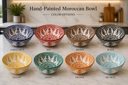 Handmade Moroccan Ceramic Serving Bowl – Hand Painted Pottery from Fez, Morocco | Dishwasher & Microwave Safe
