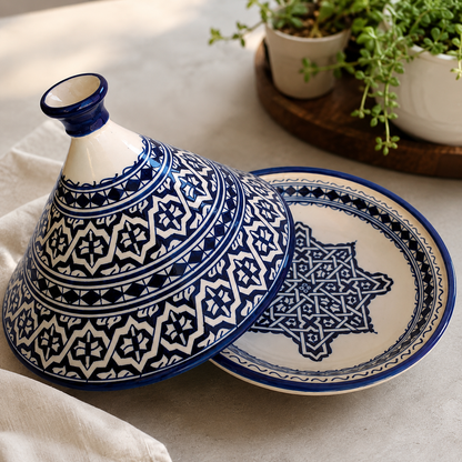 Moroccan fez pottery serving Tagine