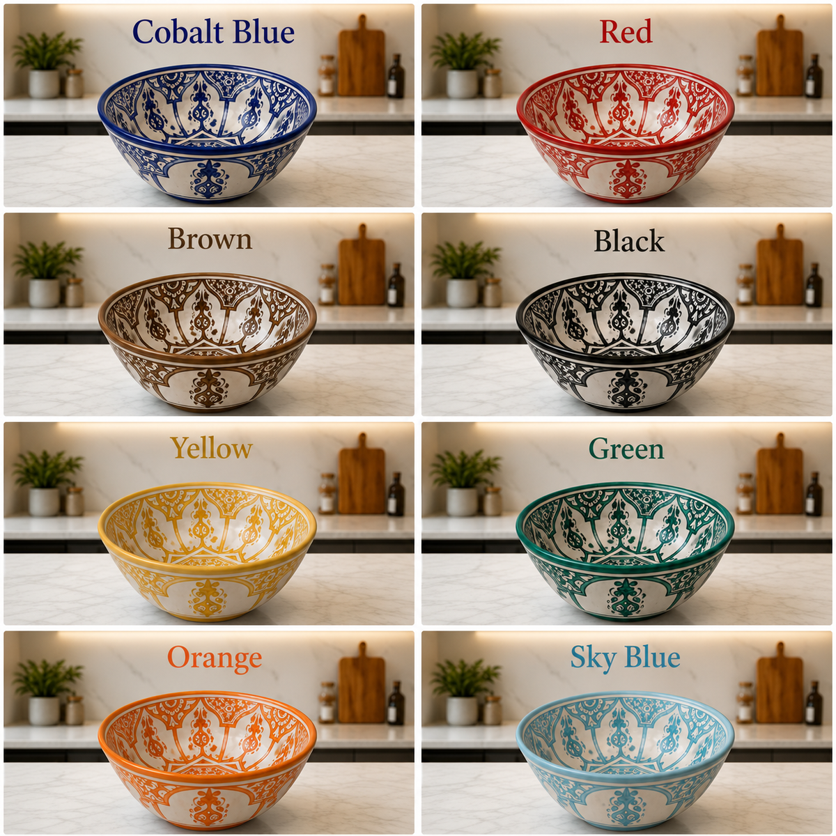 Handmade Moroccan Ceramic Serving Bowl – Hand Painted Pottery from Fez, Morocco | Dishwasher & Microwave Safe